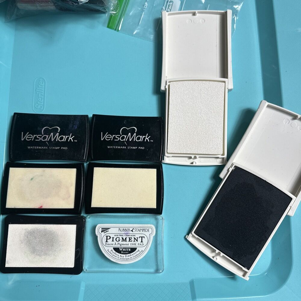 -CRAFT STAMPS INK PAD Lot Of 5 1 Black, 2 White, 2 Watermark